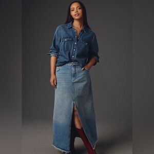 ✨Madi Front-Slit Denim Skirt - Pilcro/Anthropologie - Medium Wash - Size 24W✨